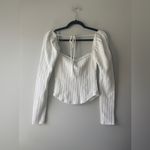 Free People Brittany White Ribbed Puff Sleeve Longsleeve Top Size Small Photo 6