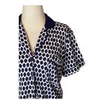 Kate Spade  Navy Blue And White Lemon Print Button‎ Down Pajama Top Size S Photo 3