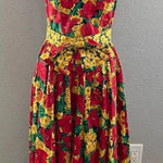Vintage Antonia Collection Sunflower Midi Dress‎ Size 8 Belt with bow Red Photo 0