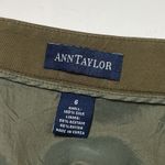 Ann Taylor 90s vintage olive green silk minimalist high waisted slit maxi pencil skirt Photo 5