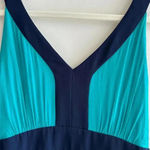 Miss Sixty  Teal and Navy Blue Silk Gown Maxi Floral Dress, Size 4 Photo 7