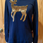 Crown & Ivy  women's holiday sweater sequin gold deer size PM Photo 0