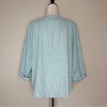 Chico's Chico’s Green Striped Diamond Textured Tie Front Shirt Photo 6