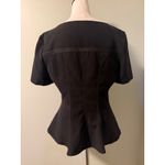 Bebe Black‎ Peplum Top  shirt Gold Zipper Short Sleeve Y2K goth whimsi boho retro Photo 1