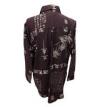 Soft Surroundings  VTG 90s Size M Button Up Shirt Blouse Asian Print Artsy Kimono Photo 4