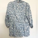 Chico's  Jacket Womens 2 Large Snap Buttons Pockets Floral Blue White Lyocell Photo 5