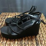 Wild Fable  Platform Wedge Sandals Women's 9 Black Leather Crisscross Ankle Strap Photo 2