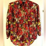 Cotton Express  Floral Rhinestone Button Down Long Sleeve Loose Blouse S Photo 0