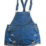 Women’s Denim Distressed Short Overalls 2XL Blue Size XXL Photo 0