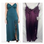Max Studio NWT  Spaghetti Strap Body Con Satin Dress Purple Size Small Photo 1