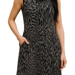Nina Leonard  Lemmie Sleeveless Snakeskin Midi Dress Black & White Medium Photo 0