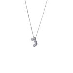 Sparkling Paved Letter J Bubble Pendant Necklace Silver Tone Chain New Photo 3