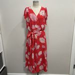 Talbots Size 16 Belted Midi Shirt Dress Chrysanthemum Floral Print Fit & Flare Photo 2