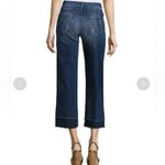 MOTHER The Roller Crop Undone Hem Wide Leg Dark Graffiti Wash High Rise Jean 25 Blue Photo 1