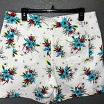 Westbound Floral Print Shorts White Stretch Casual Summer Women’s 14 Blue Photo 0