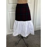 English Factory  Blue Tartan Plaid White Cotton Combo Midi Skirt Womens Size M* Photo 4