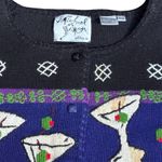 Vintage Michael Simon Martini Knit Cardigan Black Cobalt Novelty Sweater Petite Size undefined Photo 9