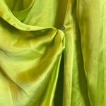 ZARA Lime Green Satin Silk Draped Mini Dress Photo 6
