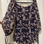 Petal and Pup  Navy Floral Ruffle Trim Mini Dress Sz 6 Photo 10