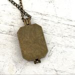 Pink heart box pendant on brass tone chain Photo 2