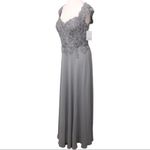 La Femme Silver Crepe Chiffon Embellished Bodice Gown 12 Style 23286 Photo 2