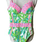 Lilly Pulitzer Lilly Pulizer Palma One Piece Swimsuit Green Pink White Size 0 Photo 2