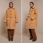 ALC Frank A.L.C. Brunswick Faux Leather & Faux Fur Camel Coat Size Small Photo 10