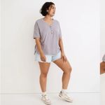 Madewell  Relaxed Oversized Henley Tee in Faded Lavender. Size Small. Photo 1