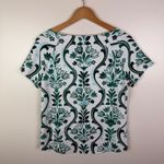 Talbots  Green Floral Print Top Medium Lightweight Stretch Preppy Bloomcore Comfy Photo 3