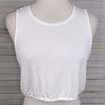 Free People (Intimately) White Cropped Pajama Tank Top with Open Tied Back-Small Photo 0