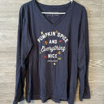 Life is Good Pumpkin Spice Long Sleeve Crusher Tee Navy Blue T-shirt Sz XL Women Photo 0