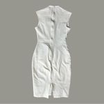 Glare White Sleeveless Sheath Midi Dress with Mock Neck small Photo 3