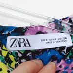 ZARA  Womens Floral Ruched Midi Sleeveless Tank Dress Size Small Feminine‎ Artsy Photo 3