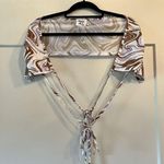 Princess Polly Retro Print Cap Sleeve Tie Front Crop Top Size 10 Photo 0
