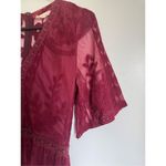 Art Ephect Womens Embroider Crochet Floral Sheer Maxi Dress sz S Whimsigoth Boho Red Photo 8