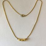 Vintage Gold Tone Dainty Square Beads Pendant Necklace Photo 4