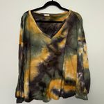 BiBi Black Yellow Green Tie Dye Waffle Knit Shirt Multiple Size L Photo 0