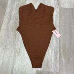Micas NEW  Brown Basic V-neck Strapless Bodysuit Size Large Photo 2