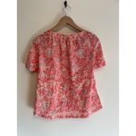 Tory Burch Peasant Top Blouse Women Size 0 Pink Red Sheer Cotton Lightweight Photo 2