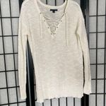 American Eagle AEO  Lace Up Neckline Knitted Sweaterknit Long Sleeves White Small Photo 1