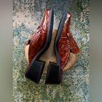 Vintage 90s American Eagle Kimmy fringe faux croc mule loafers, size 7M Brown Photo 6