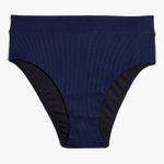 ‎ Madewell Second Wave Ribbed High-Cut Bikini Bottom Navy Plus Size 3X Photo 0