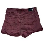 American Eagle  Outfitters Super Stretch Hi-Rise Shortie Maroon Denim Shorts sz 2 Photo 1
