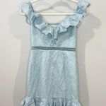 Angel Biba  Sweet Melody Sweetheart Neck Off-Shoulder Dress Lace Steel Blue S Photo 3