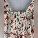 Mind Code  M Y2K Feminine Smocked Cotton Sleeveless Floral Fitted Zip Front Top Photo 3