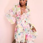 ASOS LUXE organza ruffle high low maxi dress in floral print Photo 1
