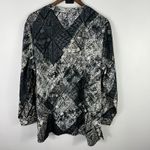 Erika Blouse 1X Black White Abstract Sequin V-Neck Boho Career Workwear Top Photo 5
