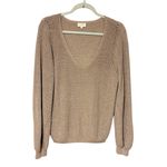 Gentle Fawn  Tan Hailey Pullover Thon Knit V Neck Sweater Size Large Photo 1