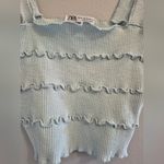 ZARA Light Blue Ruffled Crop Top Photo 1