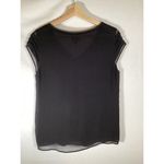 Talbots  Silk Black Flower Embellished Lined Cap Sleeve Blouse Womens 4 Shirt Photo 3